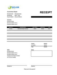automotive repair receipt template ireland