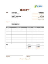 basic receipt template ireland