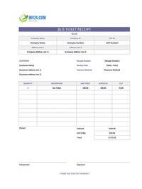 bus ticket receipt template ireland