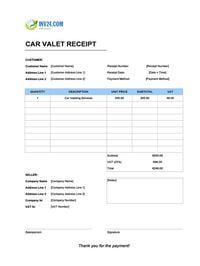 car valet receipt template ireland