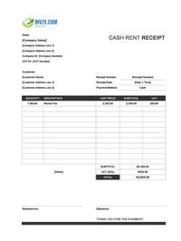 cash rent receipt template ireland