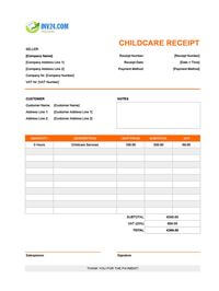 childcare receipt template ireland