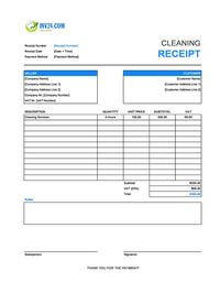 cleaning receipt template ireland