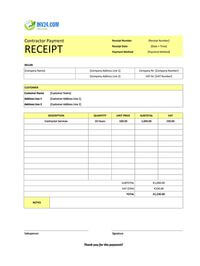 Contractor Payment Receipt Template for Ireland (Excel / Google Sheets)