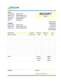 copy of receipt template ireland