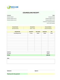 counselling receipt template ireland