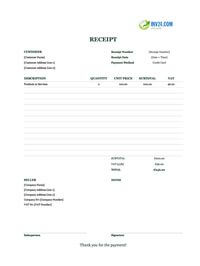 credit card receipt template ireland