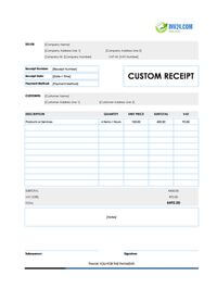 custom receipt template ireland