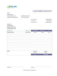 customer receipt template ireland