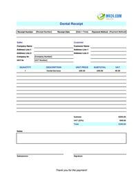 dental receipt template ireland