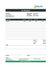 dj receipt template ireland