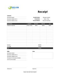 easy receipt template ireland
