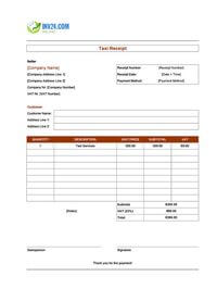 editable taxi receipt template ireland