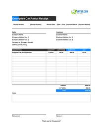enterprise car rental receipt template ireland