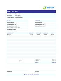 free rent receipt template ireland