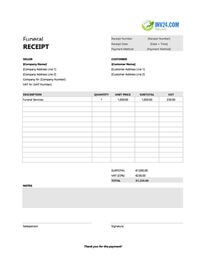 funeral receipt template ireland