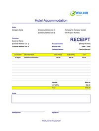 hotel accommodation receipt template ireland
