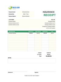 insurance receipt template ireland