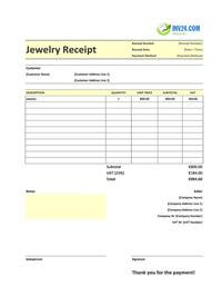 jewelry receipt template ireland
