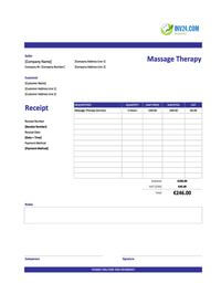 massage therapy receipt template ireland