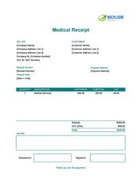 medical receipt template ireland