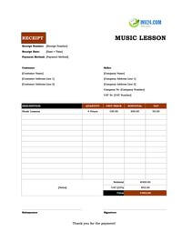 music lesson receipt template ireland