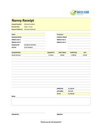 nanny receipt template ireland