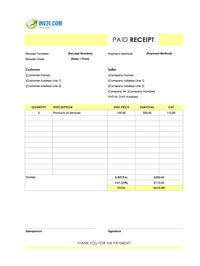 paid receipt template ireland