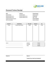 personal trainer receipt template ireland