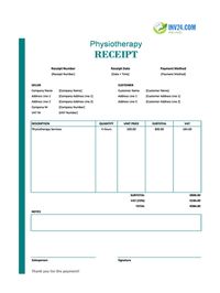 physiotherapy receipt template ireland
