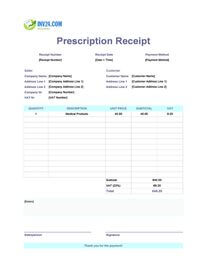 prescription receipt template ireland