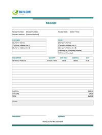 printable blank receipt template ireland