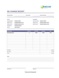 printable oil change receipt template ireland