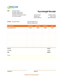 psychologist receipt template ireland