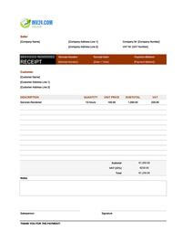 receipt for services rendered template ireland