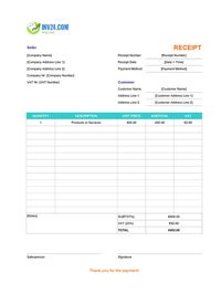receipt template ireland
