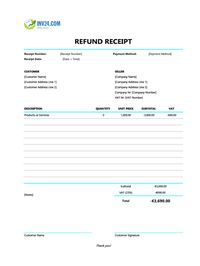 refund receipt template ireland