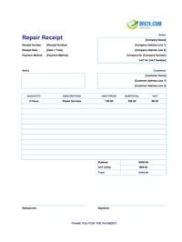 repair receipt template ireland