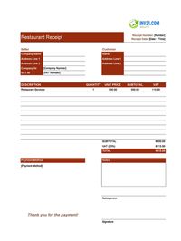 restaurant receipt template ireland