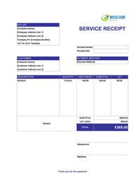 service receipt template ireland