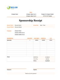 sponsorship receipt template ireland
