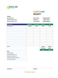 summer camp receipt template ireland