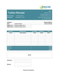 tuition receipt template ireland