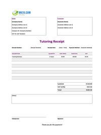 tutoring receipt template ireland