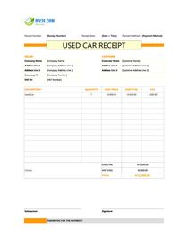 used car receipt template ireland