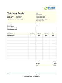 veterinary receipt template ireland
