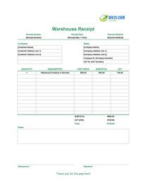 warehouse receipt template ireland