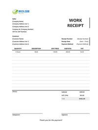 work receipt template ireland