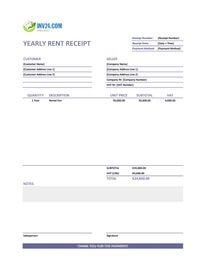 yearly rent receipt template ireland
