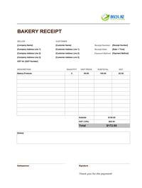 bakery receipt template new zealand